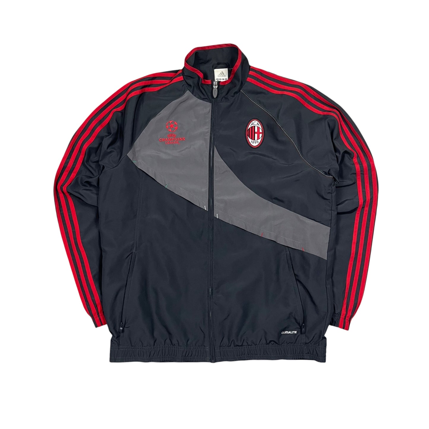 Adidas Retro AC Milan Trackjacket in schwarz/grau/rot Größe (L)