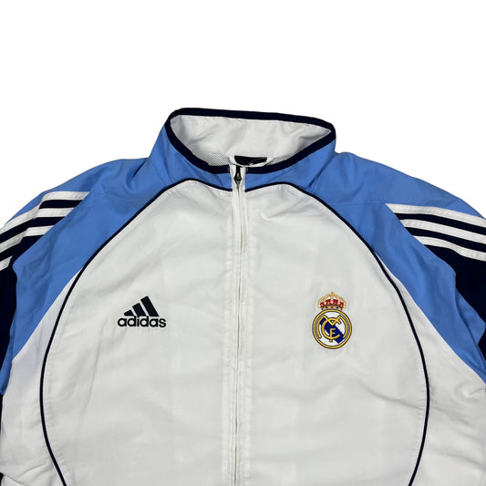 Real Madrid Retro Trainingsjacke in weiß/blau Größe (L)
