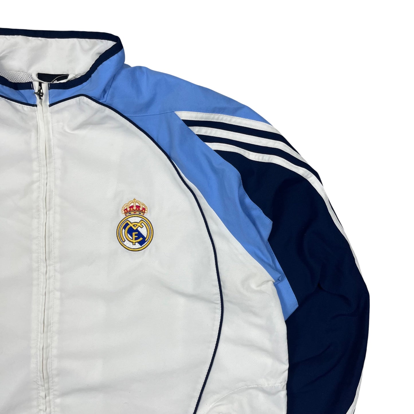 Real Madrid Retro Trainingsjacke in weiß/blau Größe (L)