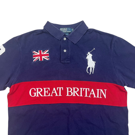 Ralph Lauren Big Pony Great Britain 3 Polohemd in dunkelblau, rot , weiß Größe (L)