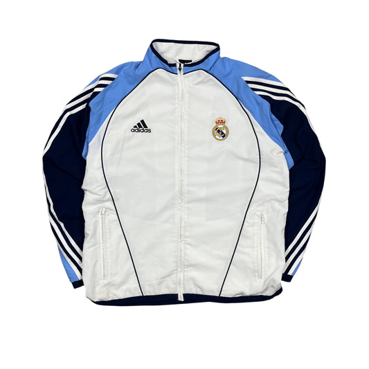 Real Madrid Retro Trainingsjacke in weiß/blau Größe (L)