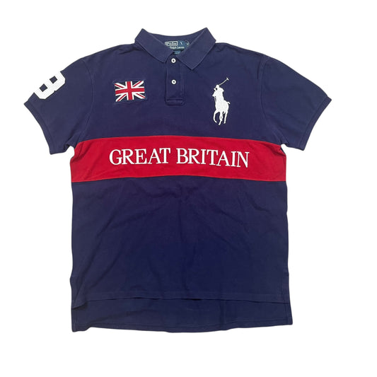 Ralph Lauren Big Pony Great Britain 3 Polohemd in dunkelblau, rot , weiß Größe (L)